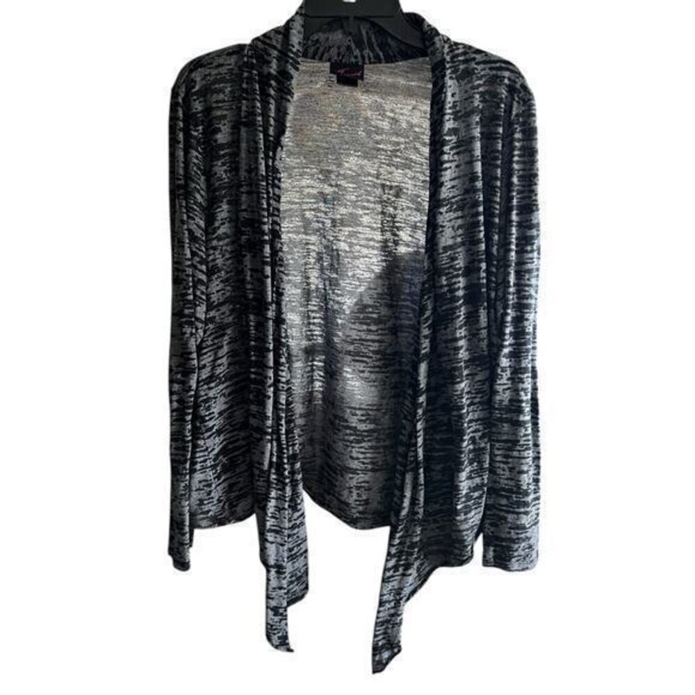 TORRID Black gray animal print open front tie knit cardigan lightweight sz XL